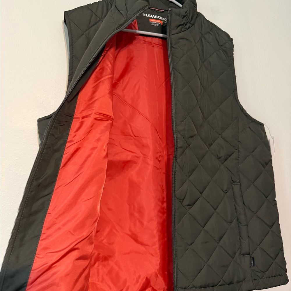 Hawke & Co Quilted Olive Green Vest with Orange Lining - Picture 2 of 4